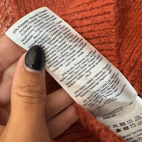 Vero Moda Kylie Button Blocked Striped Cardigan Sweater Rust/Orange Women XS - Picture 6 of 6